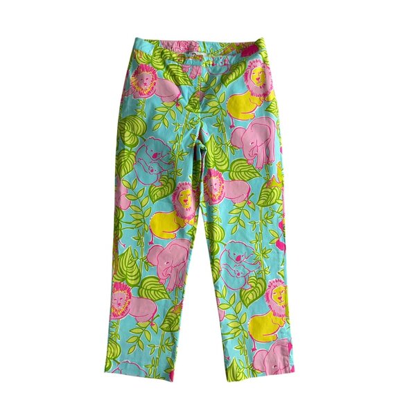 LILLY PULITZER Lilly's Zoo Vintage Cotton Blend Cropped Pants Size 6 - Picture 3 of 11
